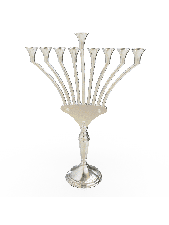 חנוכייה עם זרועות מעוקלות ונרות בצורת פתוח , חנוכה מודרני מ